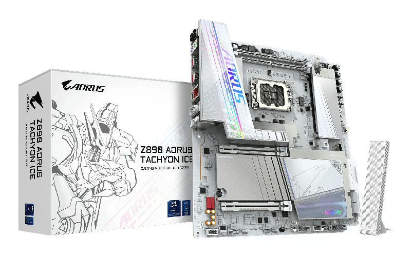 GIGABYTE Z890 AORUS TACHYON ICE Scheda Madre – CPU Intel Core Ultra (Serie 2), VRM a 18+1+2 fasi GIGABYTE Z890 AORUS TACHYON ICE Scheda Madre CPU In