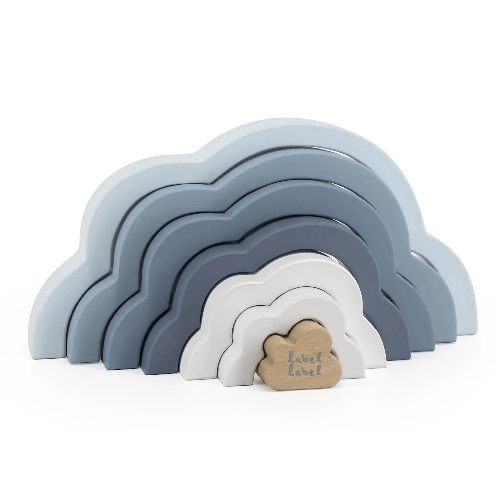 Label Label Nuvola Arcobaleno Impilabile in Legno Colore Azzurro