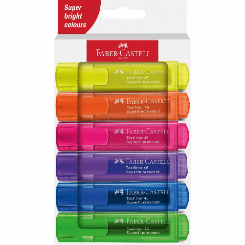 Faber Castell Faber-castell evidenziatori 6 pz blu verde arancione rosa viola giallo ricaricabili Faber-castell evidenziatori 6 pz blu verde arancione