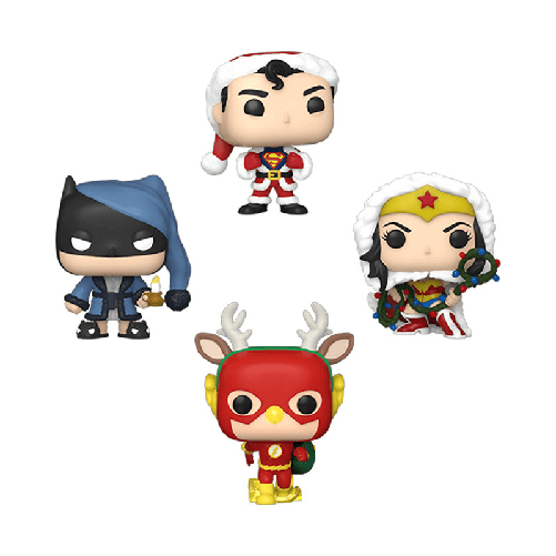 Funko pop! dc comics holiday collection - set 4 action figure supereroi multicolore
