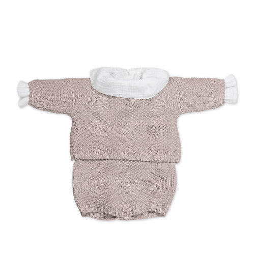 Pasito a Pasito Maglia in tricot + culotte + body Bambula rosa 0 - 1 mese Pasito a Pasito Set MAGLIA, CULOTTE e BODY TRICOT PINK 0-1 MESE