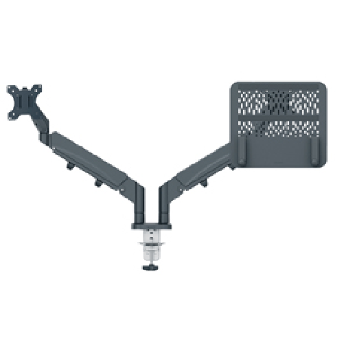 LEITZ Braccio salvaspazio - per 2 monitor & laptop - grigio scuro - Leitz