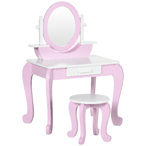 PG Convenienza Set Toeletta Trucco per Bambini con Tavolino con Specchi e Sgabello, Età 3-6 Anni, Rosa