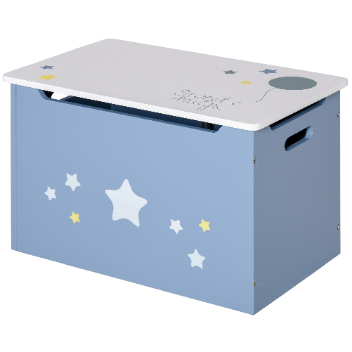 PG Convenienza Cassapanca Baule Portagiochi in Legno Blu e Bianco, Panca per Cameretta Bambini 55 x 34 x 35.5 cm