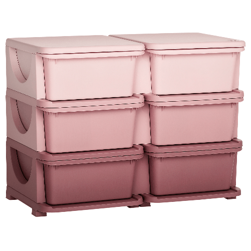 PG Convenienza Cassettiera 6 Cassetti per Bambini 3-6 Anni con Bordi Arrotondati, in PP Rosa, 75x37x56.5 cm