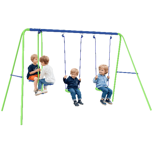 PG Convenienza Set Altalene da Giardino per 4 Bambini, 1 Altalena Doppia e 2 Altalene Singole, Capacità di peso 45kg (Altalena) 180kg (Totale), 280x14