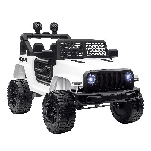 PG Convenienza Macchina Elettrica per Bambini Jeep Fuoristrada con Telecomando e 2 Velocità, 100x65x72 cm, Bianco