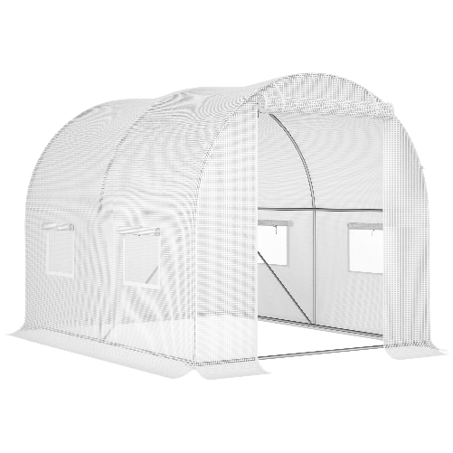 PG Convenienza Serra a Tunnel con 4 Finestrelle e Ingresso a Zip in Acciaio Zincato e PE, 3x2x1.9 m, Bianco