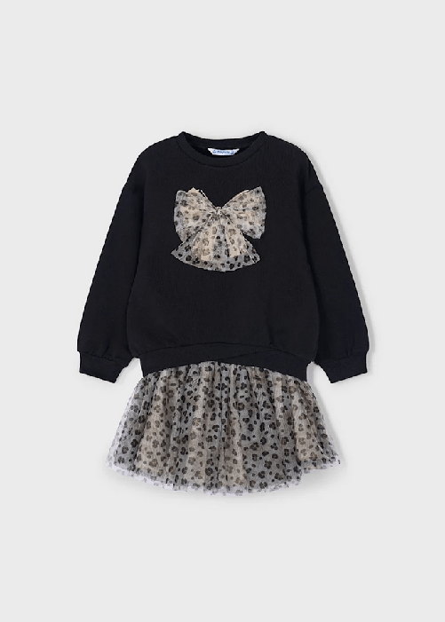 COMPLETO ABITO FELPA GONNA BAMBINA MAYORAL 4936 04936 77 NERO ORIGINALE AI 2026 10 anni Nero