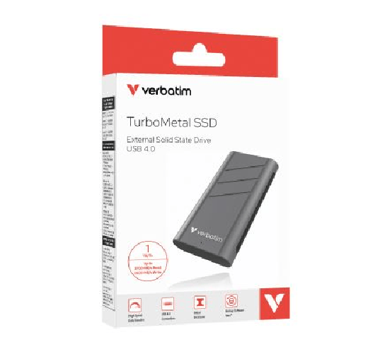 Verbatim TurboMetal SSD USB4 1TB USB tipo-C USB4 Gen 2x2 Argento Verbatim turbometal ssd usb 4.0 1tb 3700/3600 r/w - 32021