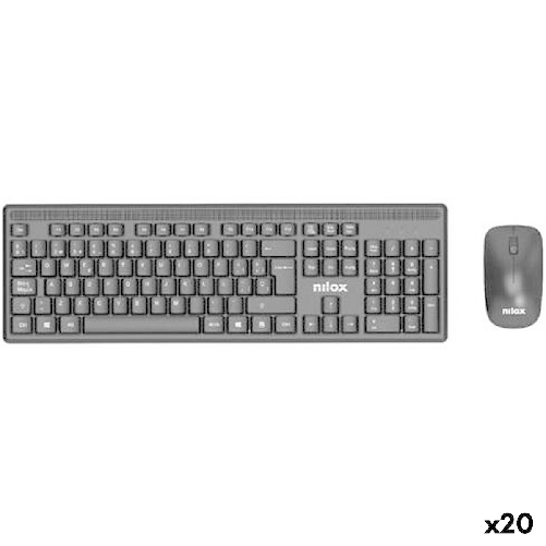 Tastiera e Mouse Nilox Nero Qwerty in Spagnolo (20 Unità)