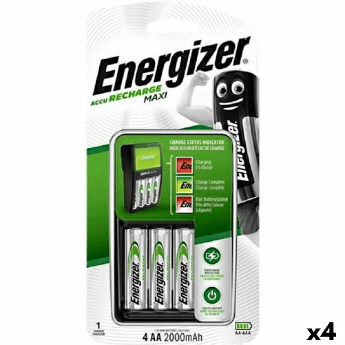 Caricabatterie + Batterie Ricaricabili Energizer (4 Unità)