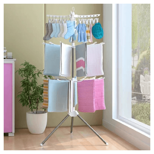 Stendino Verticale Salvaspazio Stendibiancheria Ribaltabile Pieghevole Portatile Girevole -