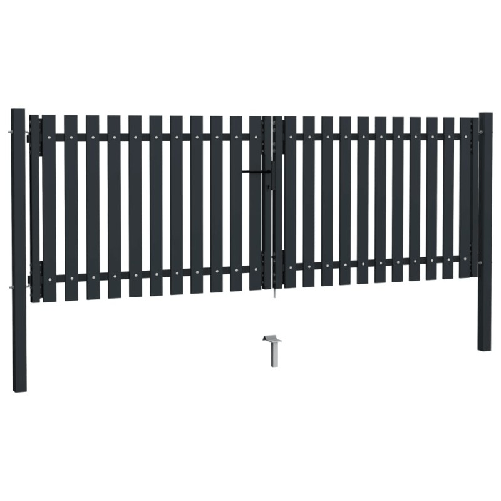 Cancello per Recinzione Doppio in Acciaio 306x125 cm Antracite