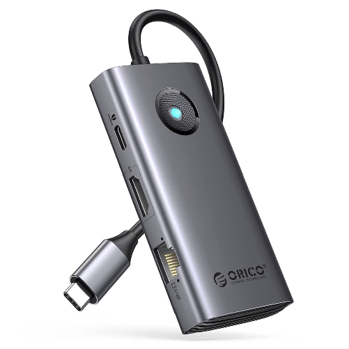 Orico docking station type-c 100w grigia con hdmi usb 3.0 lan gigabit e lettore sd