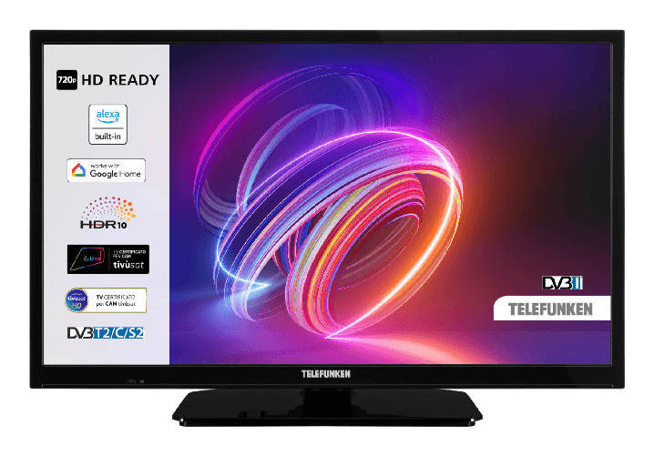 Telefunken TE24553B45V2DZ TV 61 cm (24") HD Smart TV Wi-Fi Nero 250 cd/m² Telefunken smart tv led 24 pollici hd ready con alexa e google assistant