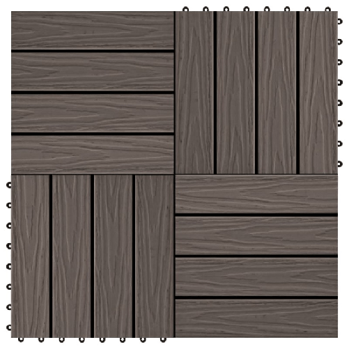 Piastrelle 11 pz Goffrature WPC 30x30 cm 1 mq Marrone Scuro