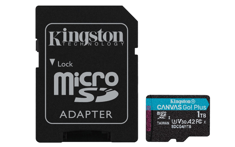 Kingston Technology Scheda microSDXC Canvas Go Plus Gen4 200MB/s A2 U3 V30 da 1 TB + adattatore KINGSTON 1tb microsdxc canvasgoplus g4 200mb/s a2 u3 v
