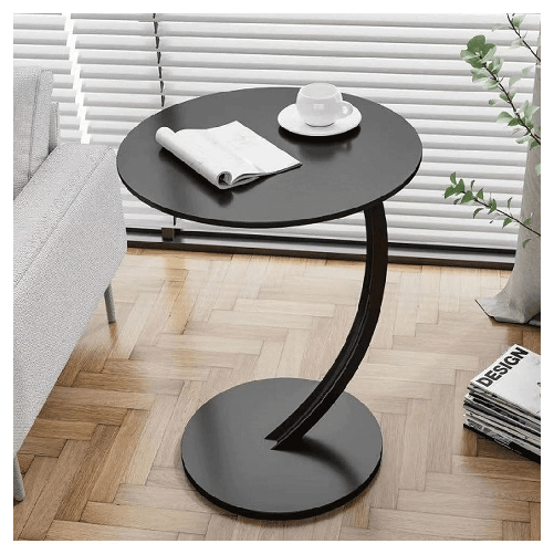 Tavolino Laterale A Forma Di C Moderno Elegante Per Soggiorno Salotto Divano Camera - Nero