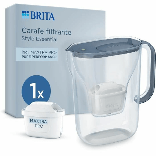 Brita Caraffa filtrante acqua Style Essential Stone Blue (2.4L) incl Brita Brocca filtrante Brita Style Essential Grigio Trasparente 2,4 L