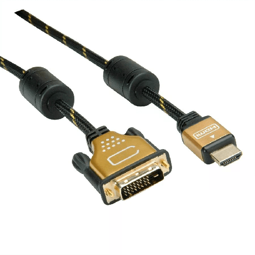 Roline Gold ROLINE 11.04.5890 cavo e adattatore video 1 m HDMI DVI Nero, Oro Roline GOLD Cavo Dvi-Hdmi 1Mt M/M Dvi (24+1) 3840X2160 @30Hz