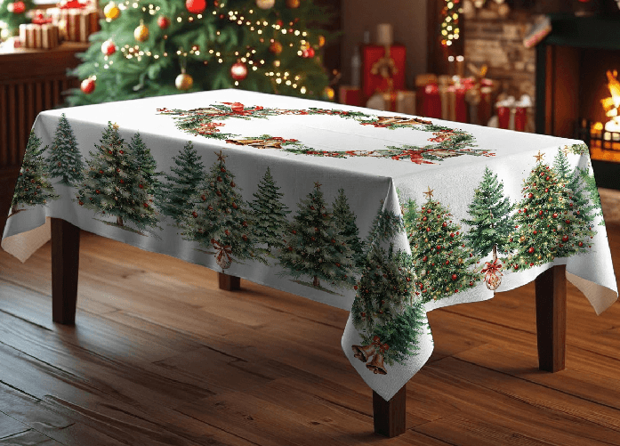 Tovaglia Copritavolo Cucina 100% Cotone Digitale Disegno Alberelli GI