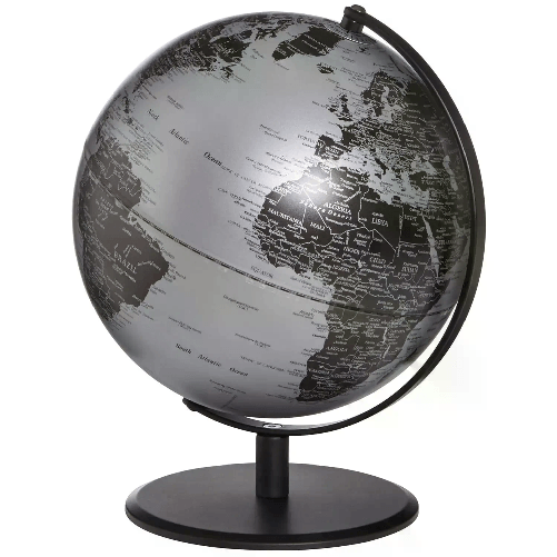Mappamondo Planet Pluto Silver Diametro 250mm/H300mm. Argento Opaco – Ora a Prezzo Superscontato!