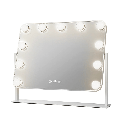 Specchio Luminoso 11 Led Controllo Touch 3 Temperature Luce Dimmerabile Stile Hollywood -