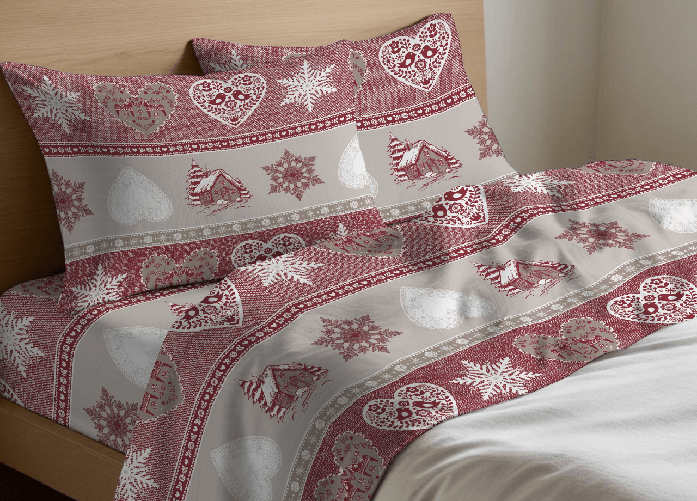 Completo Lenzuola Letto Morbida Flanella 100% Cotone Dis. Stelvio