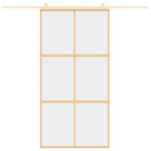 Porta Scorrevole Oro 102,5x205 Vetro Trasparente ESG Alluminio