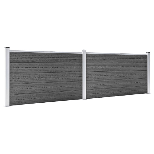 vidaXL Set Pannelli di Recinzione in WPC 353x105 cm Nero