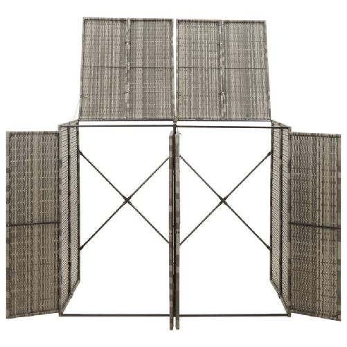 vidaXL Copribidone Doppio Grigio 140x80x117 cm in Polyrattan