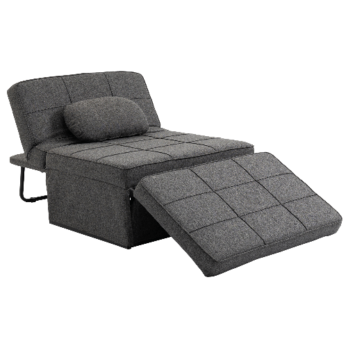 PG Convenienza Poltrona Letto 3 in 1 con Schienale Regolabile e Cuscino, in Tessuto Effetto Lino, 95x179x78 cm, Grigio