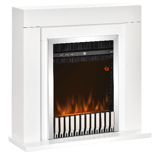 PG Convenienza Camino Elettrico da Terra con Effetto Fiamma Realistico, Timer e Telecomando, 1000W e 2000W, 79x26x77.5cm, Bianco e Nero