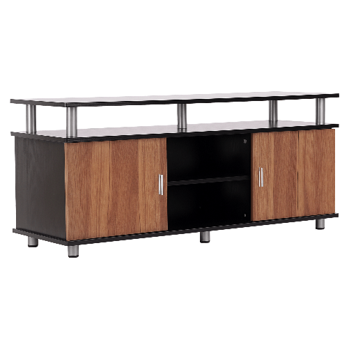 PG Convenienza Mobile Porta TV Fino a 55" con Armadietti e Ripiani in Legno e Alluminio, 120x40x52.2cm