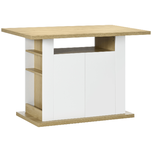 PG Convenienza Isola per Cucina 4-6 Persone con Armadietti e Ripiani Aperti, in Truciolato, 110x70x75.5 cm, Bianco e color Legno