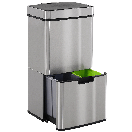 PG Convenienza Pattumiera 72L a 3 Scomparti con Sensore Infrarossi e Apertura Automatica, in Acciaio e ABS, 42x30x81 cm