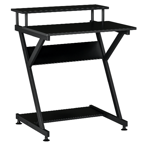 PG Convenienza Tavolo Porta PC Salvaspazio con Ripiano Monitor Rialzato, 70x60x85.5cm, Legno - Nero