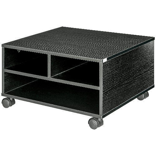 PG Convenienza Mobile Porta Stampante a 2 Ripiani in Legno con Ruote per Ufficio e Studio, 47x40x22.5cm, Nero