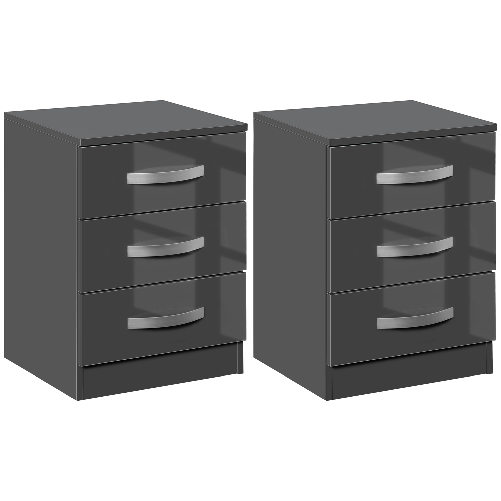 PG Convenienza Set 2 Comodini Moderni con 3 Cassetti per Camera da Letto e Soggiorno in Truciolato, 40x36x56 cm, Grigio