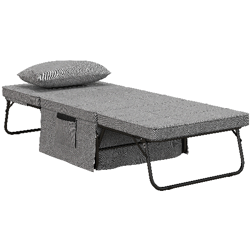 PG Convenienza Pouf Letto Pieghevole Multiuso 4 in 1 con Schienale Reclinabile a 5 Livelli, Grigio