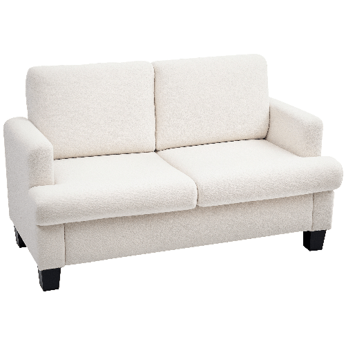 PG Convenienza Divano 2 Posti Moderno in Ciniglia con Cuscini Rimovibili e Lavabili, 138x70x80 cm, Bianco Crema