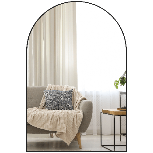 PG Convenienza Specchio da Bagno ad Arco in Lega di Alluminio e Vetro 60x90 cm per Camera e Soggiorno, Nero