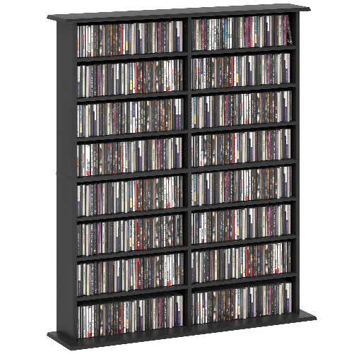 PG Convenienza Mobile Libreria porta CD a 16 Ripiani dal Design Moderno in Legno, 106.5x24x126.3 cm, Nero