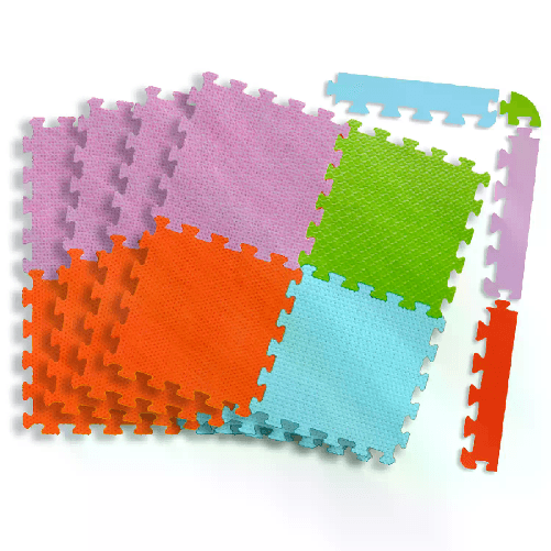 Set Tappetini Puzzle EVA Pastello per Bambini con Bordi e Angoli (4 tappeti 120x120 cm + Bordi e Angoli)