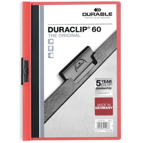 Durable Cartella Portadocumenti Durable Duraclip 60 Rosso Trasparente A4 25 Pezzi