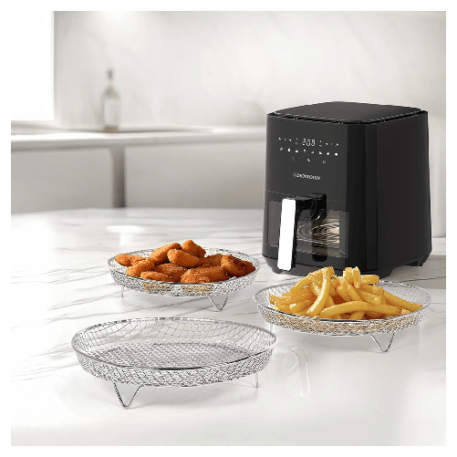 Set Da 3 Griglie In Acciaio Inox Per Friggitrice Ad Aria H4,5 Cm X ø20 Cm Impilabili -