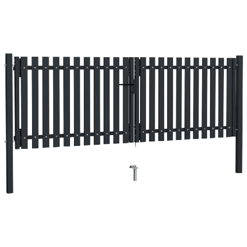 Cancello per Recinzione Doppio in Acciaio 306x175 cm Antracite