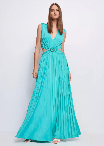 ABITO VESTITO CERIMONIA LUNGO DONNA GAUDI 511FD14001 VERDE ORIGINALE PE 2025 S Verde