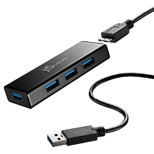 J5create JUH340-N Mini HUB USB 3.0 a 4 porte - UE/UK J5create Hub USB j5create JUH340-N Nero 60 cm (1 Unità)